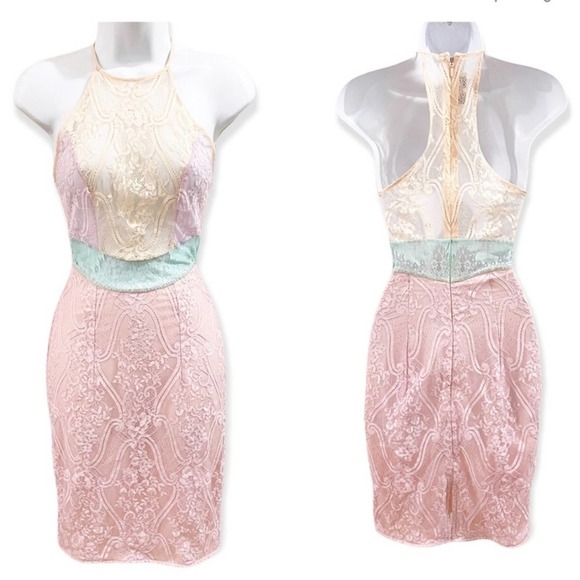 House of CB Dresses & Skirts - House of CB London Alvaro Pastel Lace Sheer Mini Dress Size XS